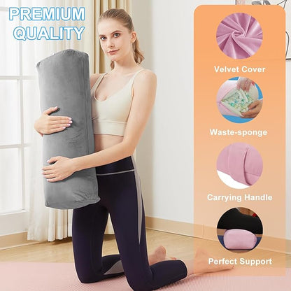 Rectangular Yoga Bolster Pillow, Meditation Pillow for Yin & Restorative Yoga, Filled with Wasted Sponge