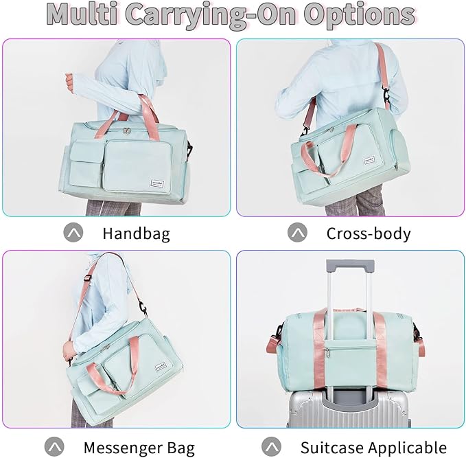 FIORETTO Women's Gym Duffle Bag with Shoes Compartment, 37L Capacity, Ideal for Travel, Gym, Sports, Duffel, Weekender