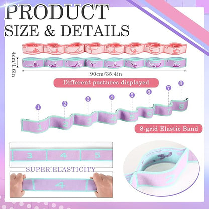 Stretch Strap for Kids Elastic Gymnastics Stretching Ballet Dance Band with 8 Loops Adjustable Exercise Training Resistance Strap for Children Stuff Pilates Latin Yoga Equipment