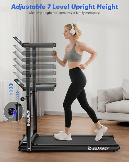 Walking Pad with Incline, 3 in 1 Under Desk Treadmill with Handle Bar Removable Desk Workstation & Device Holder, 3.5HP Foldable Treadmills with 300lbs Capacity for Home Office