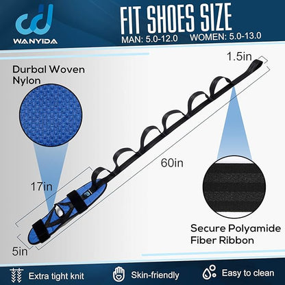 Foot and Calf Stretcher for Plantar Fasciitis, Achilles Tendonitis, Heel Spurs, Drop Foot. Yoga Stretching Strap for Leg, Thigh and Hamstring (Blue)