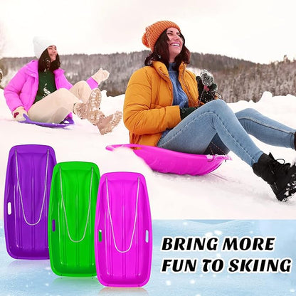 Jerify 12 Pcs 35 in Classic Snow Sled Winter Downhill Sprinter Toboggan with Pull Rope and Handles Plastic Sleds for Kids Adults Snow Sand Board Sleigh, 6 Colors