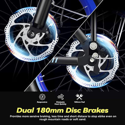 Foldable Electric Bike for Adults, 30+MPH, 48V 20Ah Removable Lithium Battery up to 80Miles, 20" Fat Tire 1000W Peak Motor Dirt Ebike Adult Electric Bicycle for Commute Beach Mountain E Bike