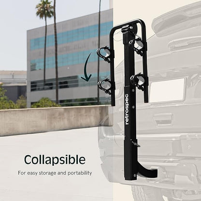 Retrospec Lenox 2-5 - Bike Hitch Rack for Cars, Trucks, SUVs with 2” Hitch | Foldable Steel Frame with Anti-Rattle Adapter, Tie Down Cradles and Straps - Fits Most Frames