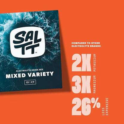 Keto Chow SALTT Electrolytes Powder Packets, All Things Mixed Variety Pack (15 Packets) - Magnesium, Potassium, Sodium, Trace Minerals - Vegan & Gluten Free - Travel Essentials - Made in USA