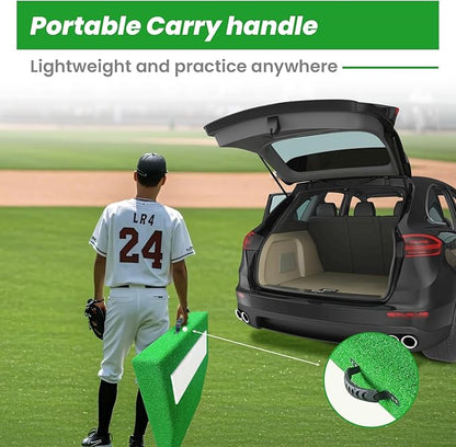 4" Pitching Mound, Baseball Pitcher's Mound with Carry Handle and Regulation Pitching Rubber, Baseball Pitching Training Equipment 30x30x4 Inch for Indoor and Outdoor