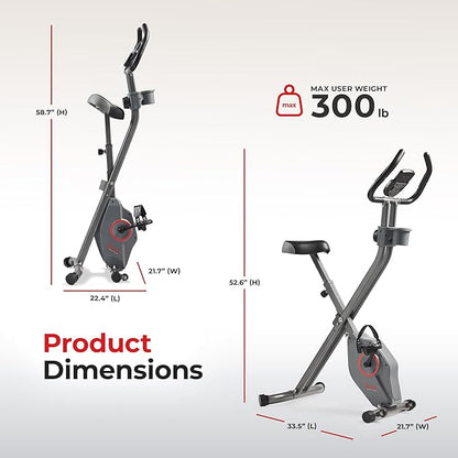 Sunny Health & Fitness Smart Folding X-Bike, Portable Compact Exercise Bike for Indoor Cycling Workout, Home Cardio Training Machine, Free SunnyFit App Bluetooth Connect, Optional Foldable Recumbent