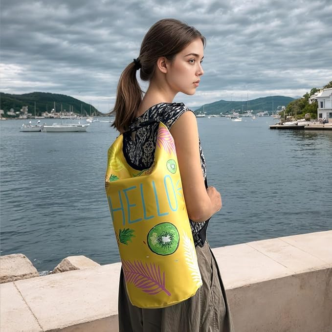 Dry Bag Waterproof,5L Roll Top Backpack Floating Dry Bag for Kayaking Boating Swimming Hiking Camping Outdoor Activities,Yellow Pineapple