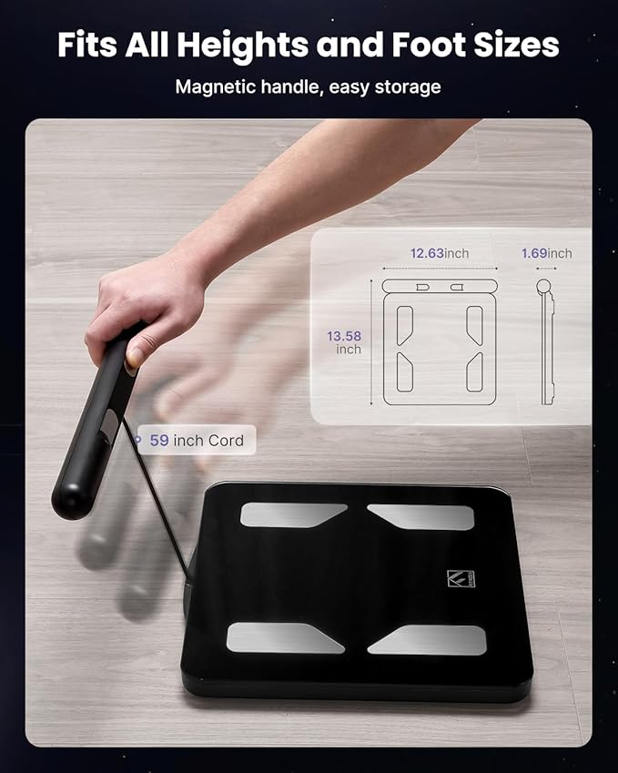 FITINDEX Body Composition Scale for Body Weight, Smart 8-Electrodes with BMI, Body Fat, Muscle Mass, 50 Composition Measurements, Bluetooth