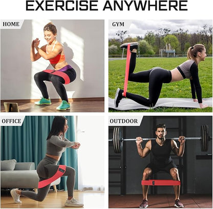 12 Pcs Fabric Resistance Bands for Working Out Booty Workout Stretch Exercise Bands Non Slip for Legs Squat Resistance Loop for Women Men Starter Butt Hip Thigh Fitness