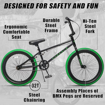 Freestyle BMX Bike, 18 20 Inch Kids Bicycle for 5-13 Years Old Kids and Beginner Level Rider, Multiple Colors