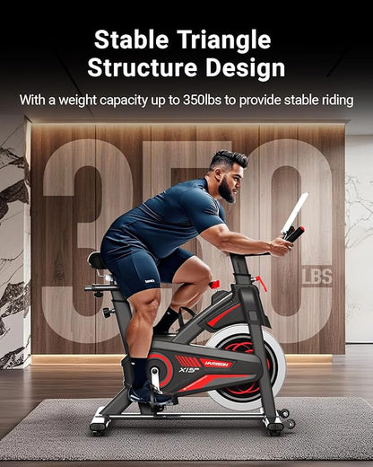 HARISON Semi-Commercial Exercise Bike 400 lbs Capacity, Magnetic Stationary Bikes for Home Gym with Bluetooth & Tablet Holder & Comfortable Seat Cushion