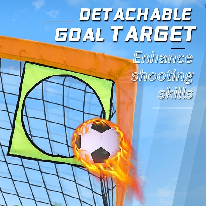 Kids Soccer Goal for Backyard, 6x4 9x5 FT Portable Soccer Nets Pop Up with Ball, Agility Ladder, Cones, Target & Carry Bag for Toddler Youth Outdoor Indoor Training Practice Sports Games Play