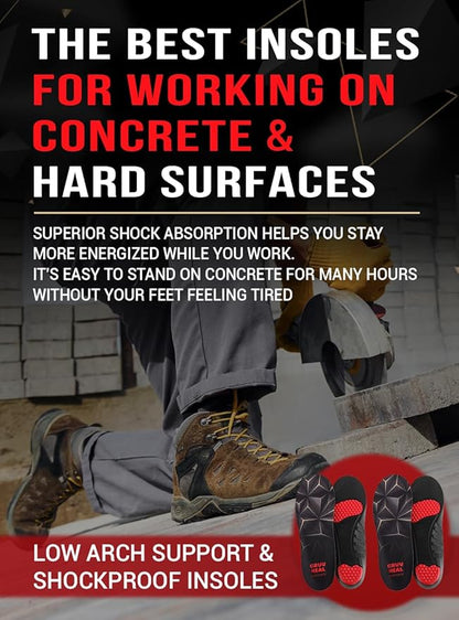 2 Pairs of Work Pro Comfort Insoles - Foot Pain Relief - Cushioning and Shock Absorption - Work Boot Insoles for Men Women - Non-Slip Anti Fatigue Inserts (S, 2-Pairs-Black)