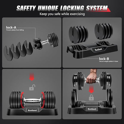Adjustable Dumbbell Set of 2 Anti-Slip Handle 5 Different Free Weights Per Dumbbell for Men Women Home Workout Gym