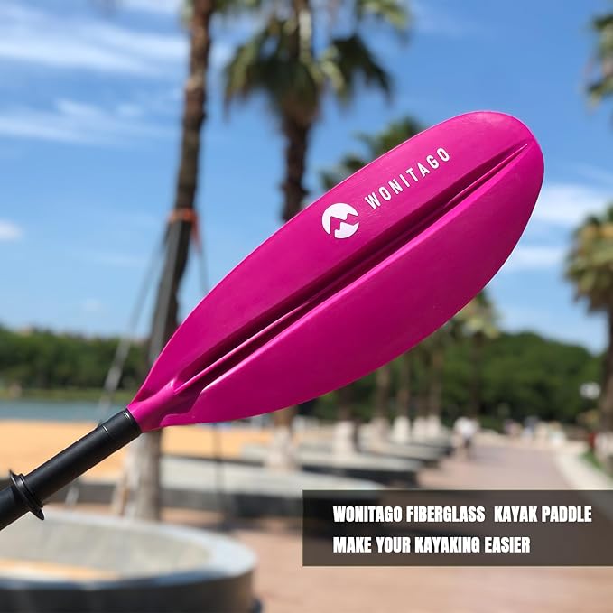 Kayak Paddles with Fiberglass Shaft and Reinforced PP Blade, Floating Adjustable Kayaking Oars, 3 Piece, 220-240 cm/86-94 Inches, 240-260 cm/94-102 Inches