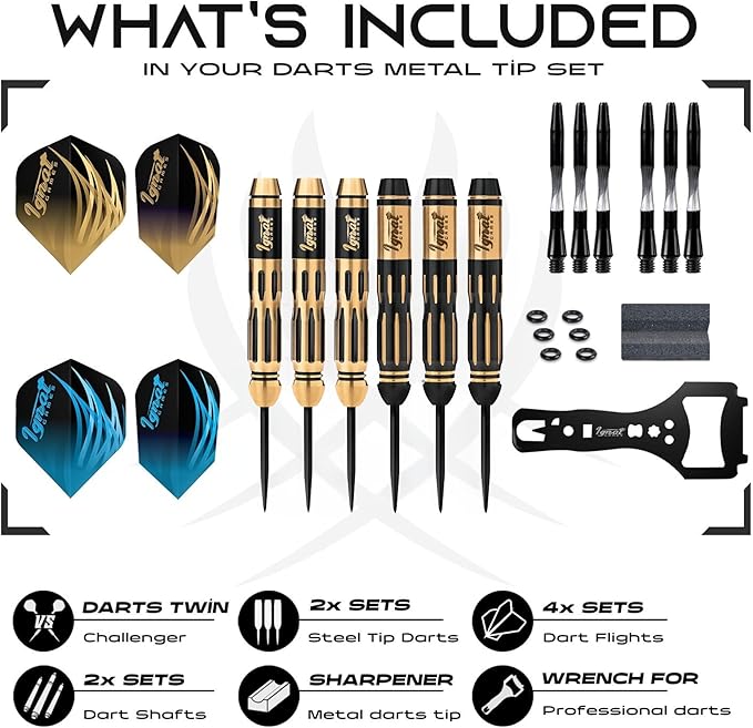 IgnatGames Premium Steel Tip Darts – 3/6/12 Pack Brass Barrels with Aluminum Shafts, 16 GlideXPro Flight Set, Tool Kit & Giftable Case
