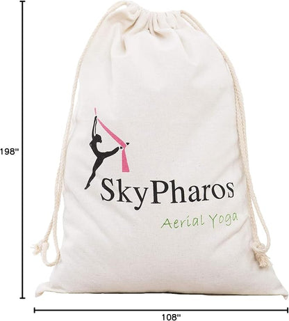 5.5 Yards Aerial Silks Yoga Swing Set - Aerial Yoga Hammock Kit Anti-Gravity Flying for Fitness, Low/Non Stretch Nylon Tricot Fabric Hardware Included for Dance