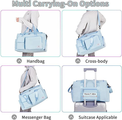 FIORETTO Women's Gym Duffle Bag with Shoes Compartment, 37L Capacity, Ideal for Travel, Gym, Sports, Duffel, Weekender