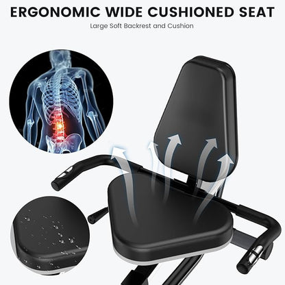 Recumbent Exercise Bike for Home,Recumbent Stationary Bikes for Adults & Seniors,Load Capacity of 400 pounds,Equipped with 16 Adjustable Gears, and Soft Adjustable Seats