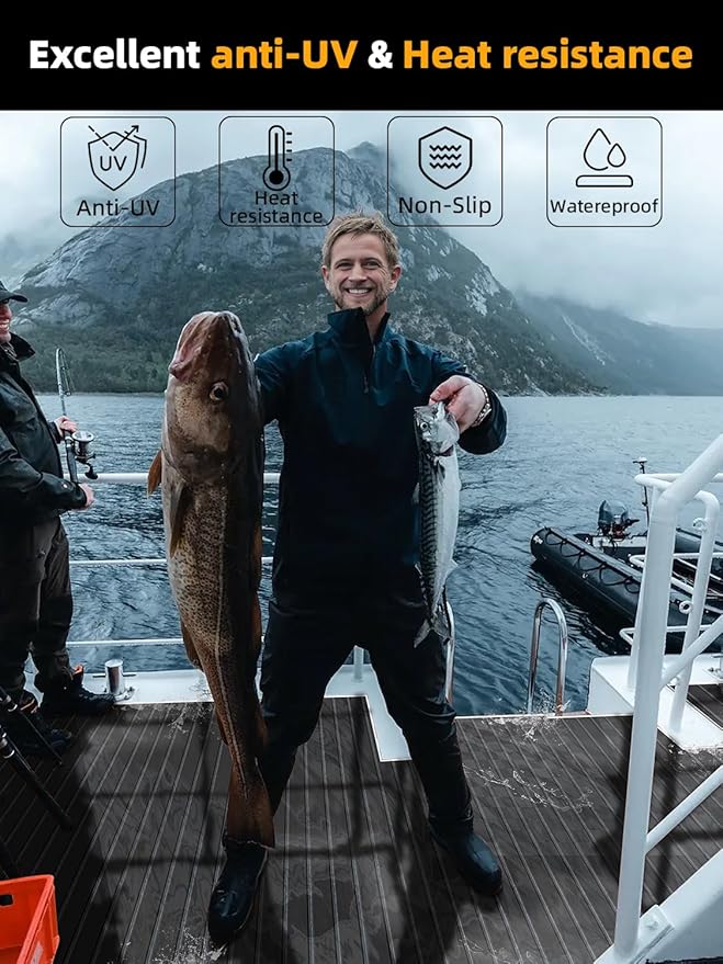 FOCEAN Boat Flooring EVA Foam Boat Decking Faux Teak Marine Flooring Boat Mat Boat Carpet Sheet for Motorboat RV Yacht Kayak Surfboard, 94.5"x 47.2"/35.4"/23.6"/15.7"