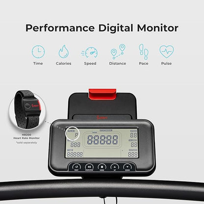 Sunny Health & Fitness Premium Manual Treadmill – Non-Motorized, Heavy-Duty, Commercial-Grade, Adjustable Handlebar, for Endurance Training, Optional 8-Level Magnetic Assistance & Free SunnyFit App