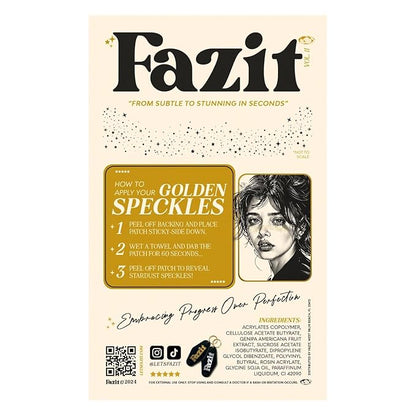Fazit Makeup Patches - Gold - Face Glitter Makeup Speckles - Glow Up Makeup Patches - Face Glitter Speckles Patches - Cute Glitter Makeup Accessories for Women - Cosmetic Glitter for Face - 6 Count