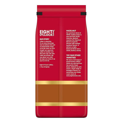 Eight O'Clock Coffee Hazelnut Ground Coffee, Medium Roast, 30 Ounce (Pack of 1) - Buttery, Smooth & Nutty