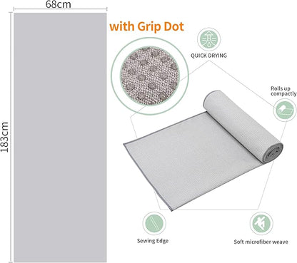 2 Pack Hot Yoga Towel with Grip Dot，Stickyfiber Yoga Mat Towels Non Slip for Hot Yoga,Absorbent Microfiber Sweat Anti-Slip Cover,Bikram,Pilates,Exercise,Fitness
