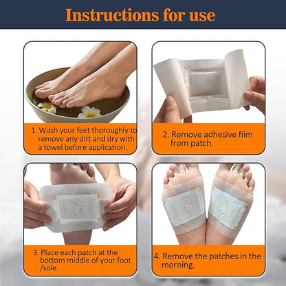 2 in 1 Foot Pads, 20 Pads Tear and Use Pure Ginger Bamboo Wormwood Foot Pads, Bigger Adhesive ''Stay in Place'' Goodnight Pads