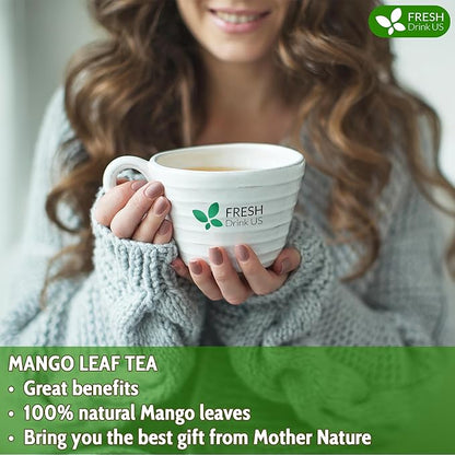 FreshDrinkUS, Premium 140+ Mango Whole Leaves Dried, 100% Natural & Pure from Dried Mango Leaves, Mango Leaf Tea, No Additives, No Caffeine, Vegan