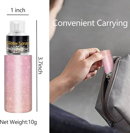 Hair and Body Glitter Spray, Holographic Glitter Highlighter Powder, Face Body Clothes Shiny Glitter, Loose Shimmer Hairspray Festival Rave Prom Accessories, 10g (03# Pink)