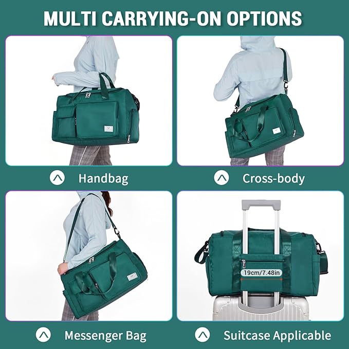 FIORETTO Women's Gym Duffle Bag with Shoes Compartment, 37L Capacity, Ideal for Travel, Gym, Sports, Duffel, Weekender