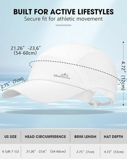 GXCROR Performance Baseball Cap for Men & Women - UPF 50+ Running Hat, Lightweight Quick-Dry Sports Hat for Golf, Hiking, Gym