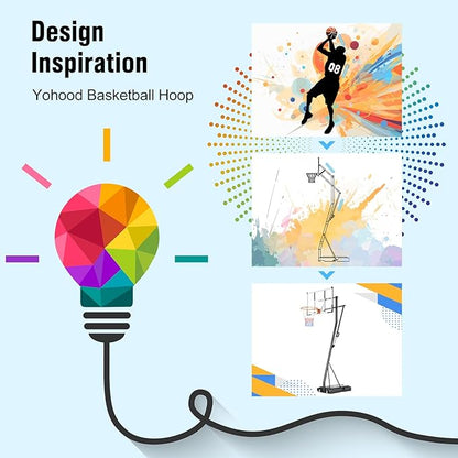 10FT Basketball Hoop Adjustable Easily, Basketball Hoop Outdoor with Shatterproof PC Backboard, Portable Basketball Hoops & Goals for Kids/Teens/Adults in Backyard, Driveway and Court