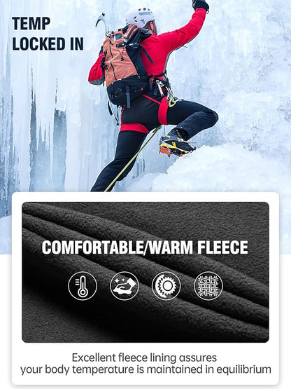 FREE SOLDIER Men's Outdoor Softshell Fleece Lined Cargo Pants Snow Ski Hiking Pants with Belt