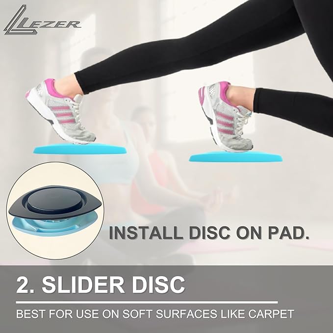 LEZER 2 IN 1 Yoga Knee Pad Slider, Core Gliding Disc, Extra Thick Yoga Mat, Cushion, Wrist Support, Exercise, Home Gym Workout Equipment, Honeycomb Structure, Set of 2