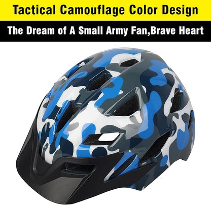 Kids Bike Helmet,Bavilk Kids Boys Girls Bike Helmets with LED Light Detachable Visor Children Youth Teen Multi-Sport for Skating Cycling Scooter Skateboard Adjustable & Lightweight 19.7"-22.4"