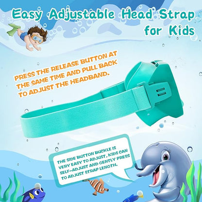 Kids Swim Goggles with Nose Cover, Anti-Leak Swim Mask with Elastic Fabric Strap, UV Protection Swimming Goggles for Kids