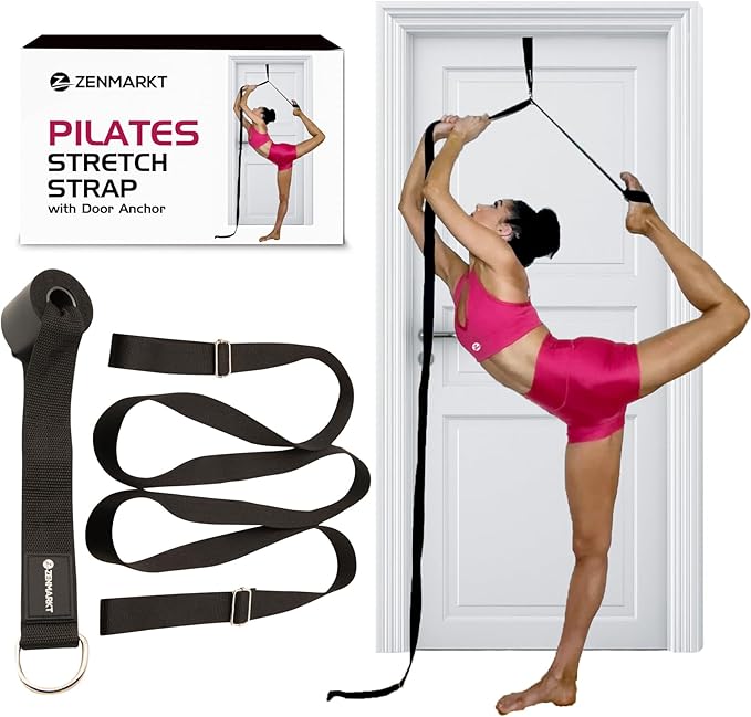 Pilates Stretching Strap with Door Anchor - Flexibility Equipment for Pilates Practitioners - Ideal for Improving Leg Flexibility, Core Stability, and Posture Alignment at Home
