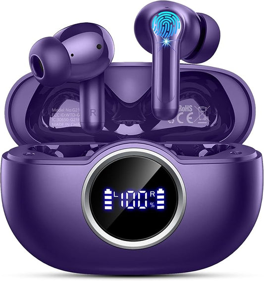 Bluetooth 5.4 Earbuds, 2025 Wireless Headphones Hi-Fi Stereo Ear Buds, 4 ENC Noise Cancelling Mic, 40+Hrs USB-C in-Ear Earphone, IP-X7 Waterproof Sport Workout Gym for Laptop Pad Android iOS