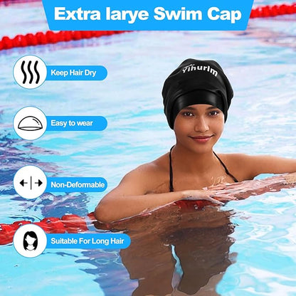 Extra Large Swim Cap,Swimming Caps for Women Men,Swim caps for Women,Waterproof Silicone Swim Cap,Keep Hair Dry,Swim Cap for Braids and Dreadlocks Women,Swim Cap for Long Thick Curly Hair