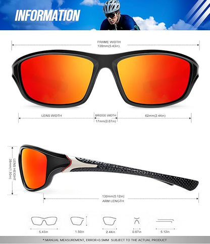 KALIYADI Polarized Sunglasses-Men Sports Sunglassses: Mens Sunglasses with UV Protection for Fishing Driving Cycling Running
