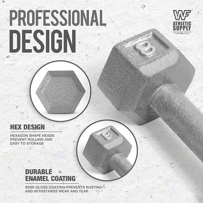 WF Athletic Supply 200Lb Dumbbell Set, 10-30Lb Dumbbell Set with Two-Tier Storage Rack for Muscle Toning, Strength Building & Weight Loss - Multiple Choices Available