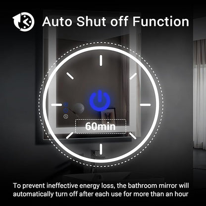 LED Bathroom Mirror with Lights Mirrors Smart Vanity 32x24 in,Anti-Fog,3 in,Anti-Fog,3 Colors Dimmable,CRI95+, Touch