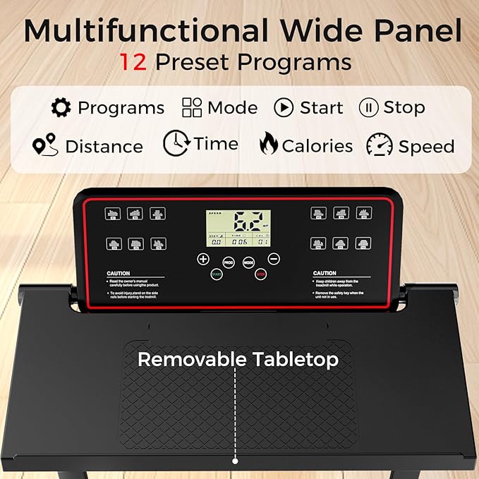 Treadmill with Handles, Treadmills for Small Spaces, 3.0HP Walking Pad Treadmills with Handle Bar & LED Display, Treadmill with Desk Workstation for Home Office, 320 LBS Capacity