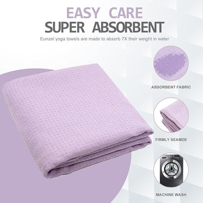 Eunzel Yoga Towel,Hot Yoga Mat Towel with Grip Dots Sweat Absorbent Non-Slip for Hot Yoga, Pilates and Workout 24" x72", Taro Purple