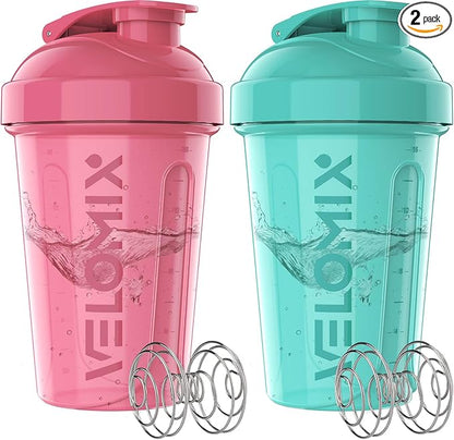 '-2 Pack- 20 oz Protein Shaker Bottles for Protein Mixes - 2x Wire Whisk | Leak Proof Shaker Cups for Protein Shakes and Pre Workout | Protein Shaker Bottle Pack