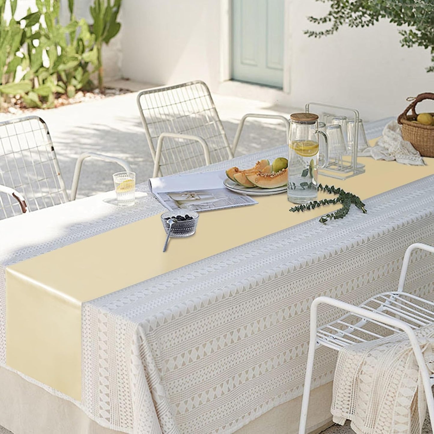 10 Pack Satin Table Runner 12 x 108 Inch Long Champagne Silk Table Runner for Wedding Party Banquet Birthday Decoration