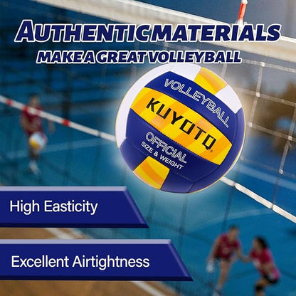KUYOTQ Official Size 5 in&Outdoor Beach Volleyball,3MM Thickened Surface Soft Leather Youth Womens Mens Volleyball for Game Gym Training(Deflated)